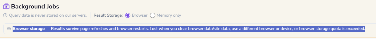 FusionLens Background Execution browser storage mode with persistent results